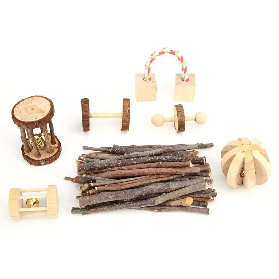 Деревянная маленькая жевательная игрушка для кусания питомца набор хомяка