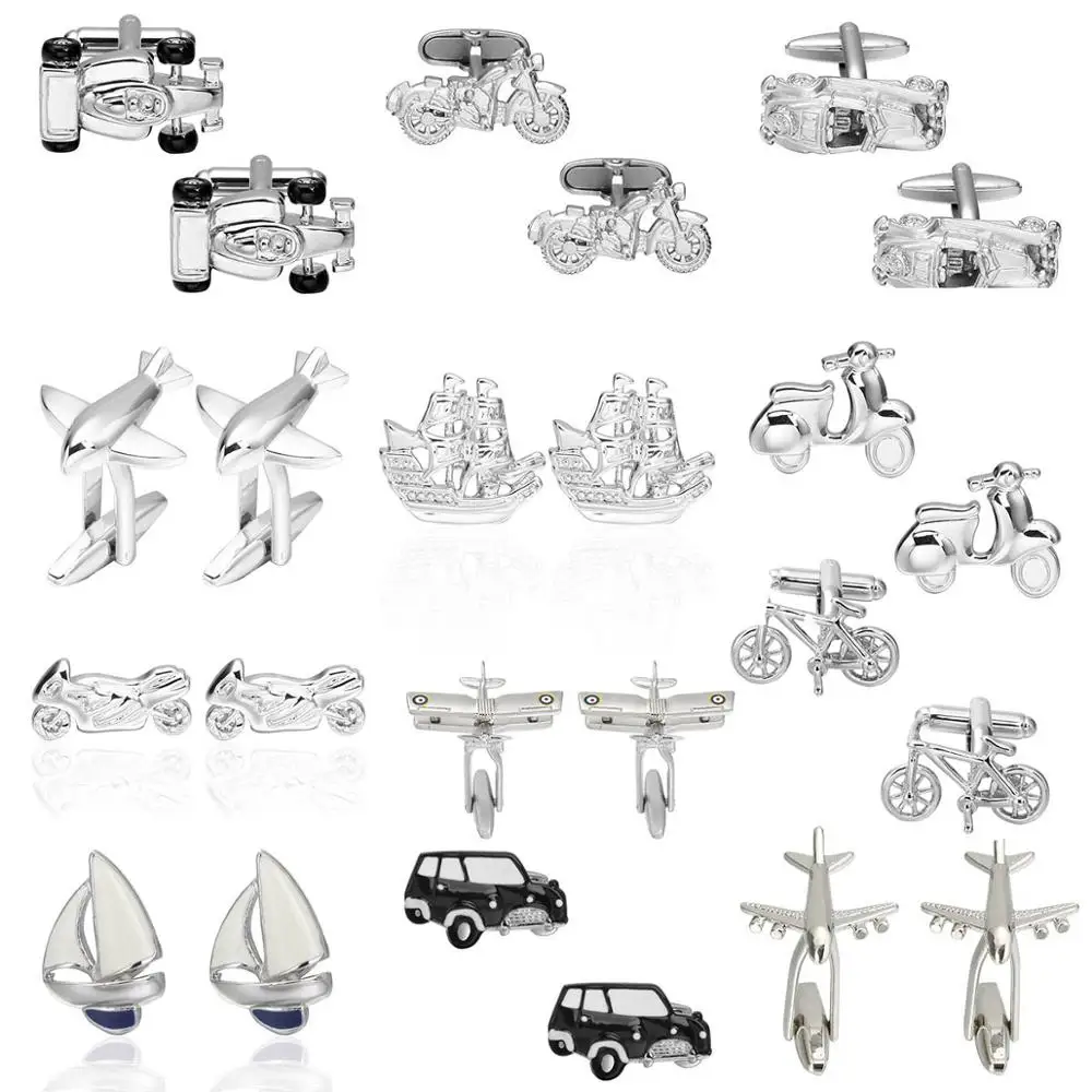 

Vehicle Cufflinks for mens Plane/Car/Bike/Bus/Boat/Motor Designs Business brand cufflinks gemelos para hombre camisa cuff links