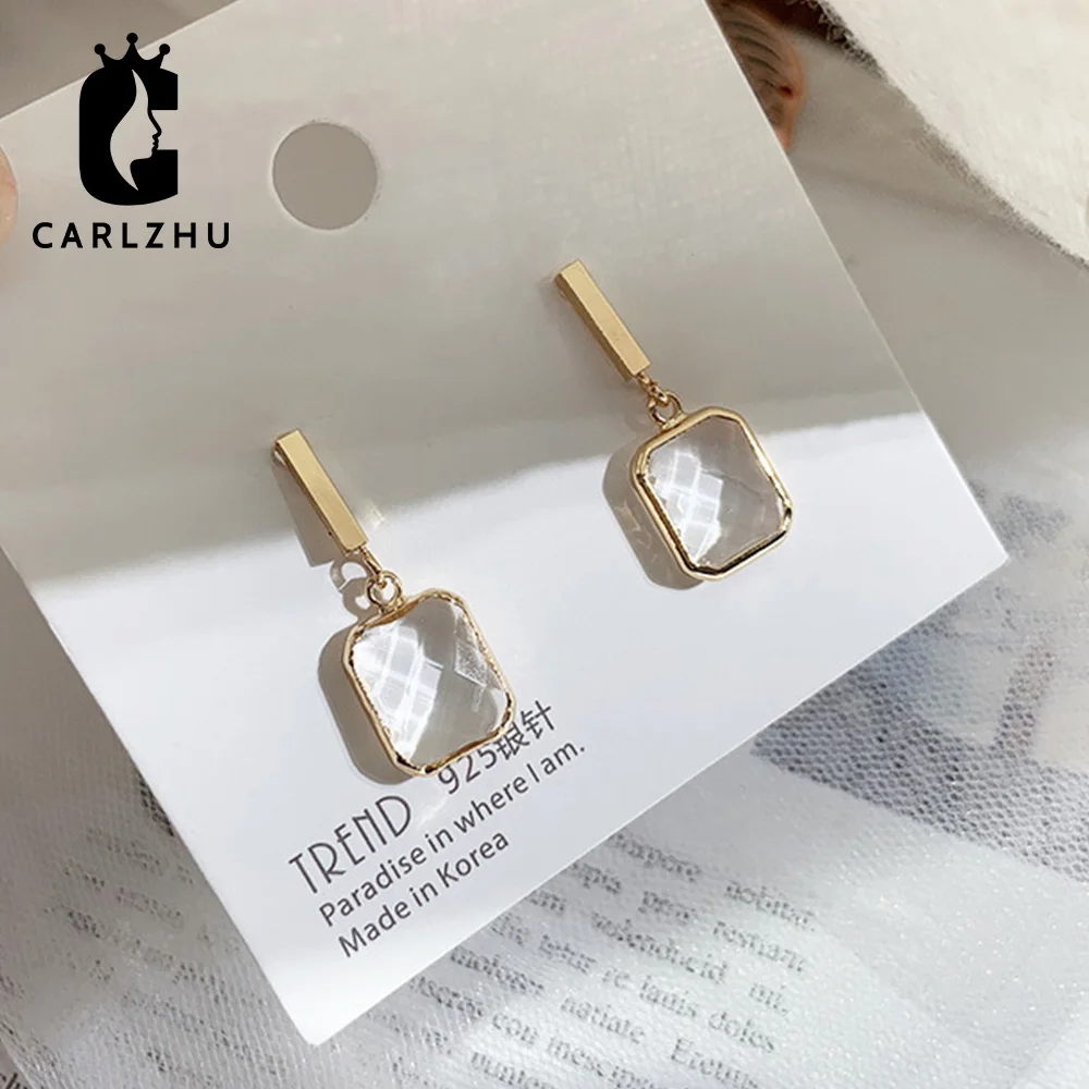 Корейские модные украшения из серебра 925 пробы Геометрические Квадратные