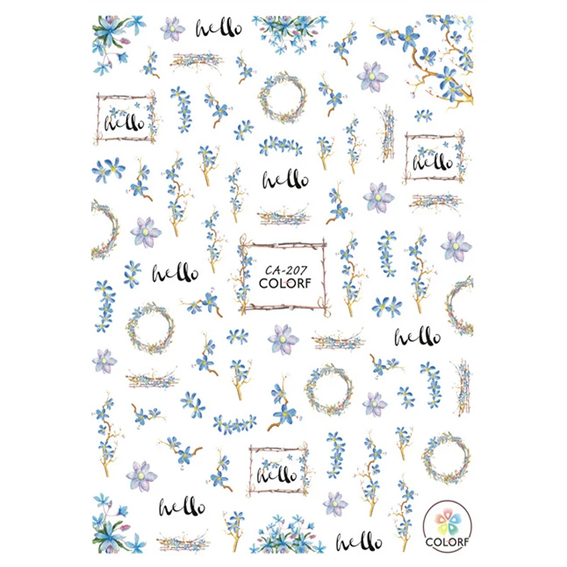 

Светильник-голубые цветы, искусственный клей, дизайнерская наклейка для ногтей, красивые Типсы для ногтей