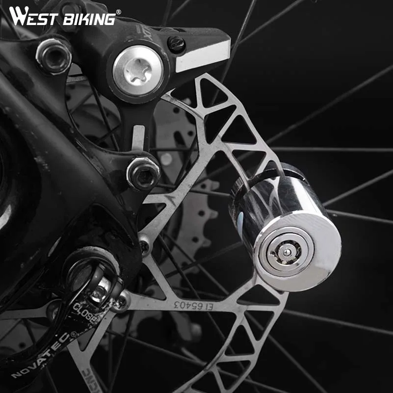 

WEST BIKING Stainless Steel Bicycle Lock Mini Anti-Theft Bike Brake Disc Safety Lock Waterproof Cycling Bike Disc Security Lock