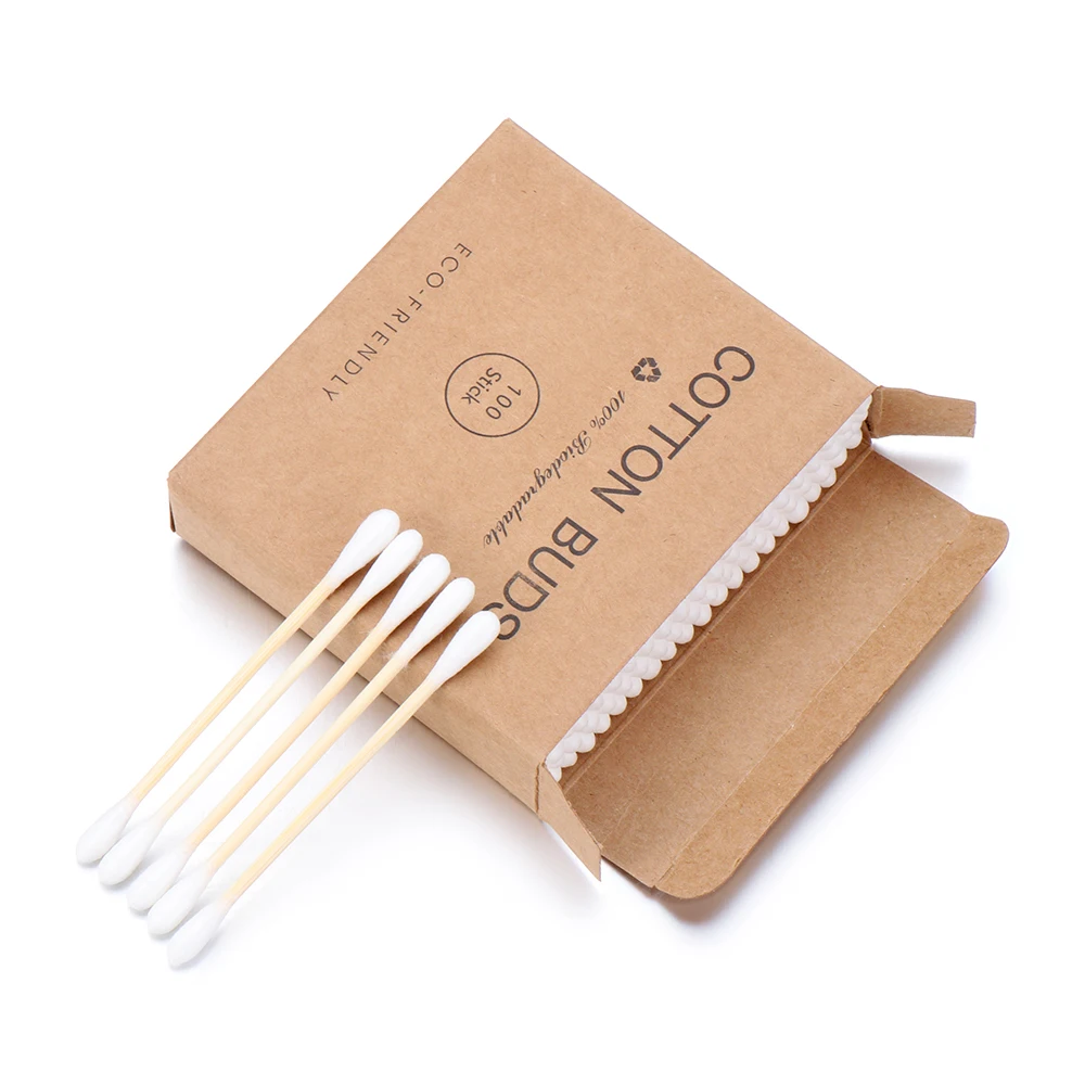 Бамбуковый ватный тампон с двойной головкой 100 шт. деревянные палочки