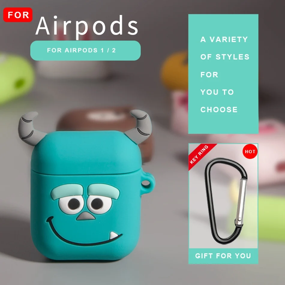3D чехол для наушников для AirPods, силиконовый чехол, милый ins, медведь, собака, чехол для Apple Air pods 2, наушники/Earburd/Earpods, чехол, ремешок - Цвет: 18J