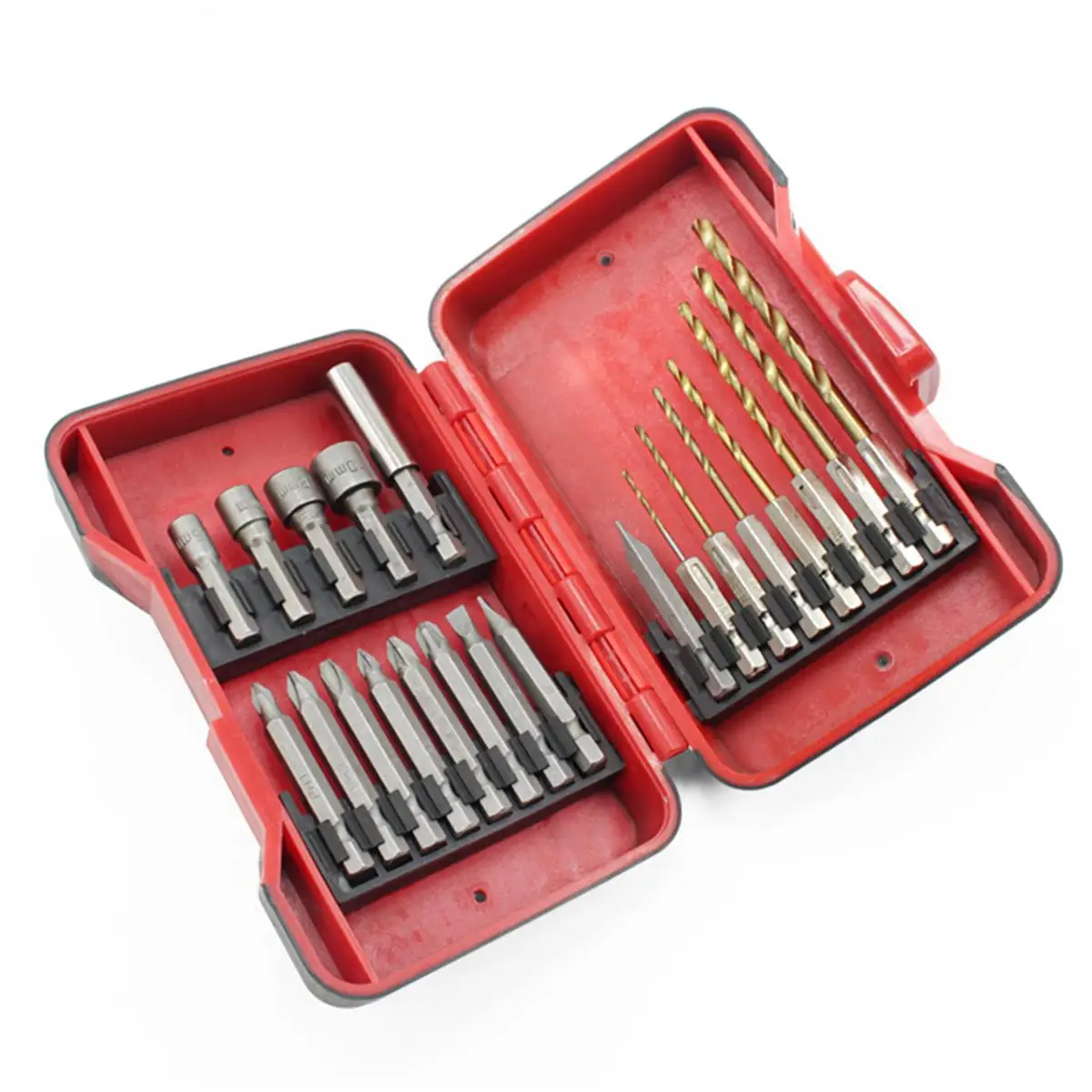 

Spiral Drill Electric Screw Hexagonal Shank Twist Drill 21pcs Socket & Bits & Twist Drill Set with Storage Case