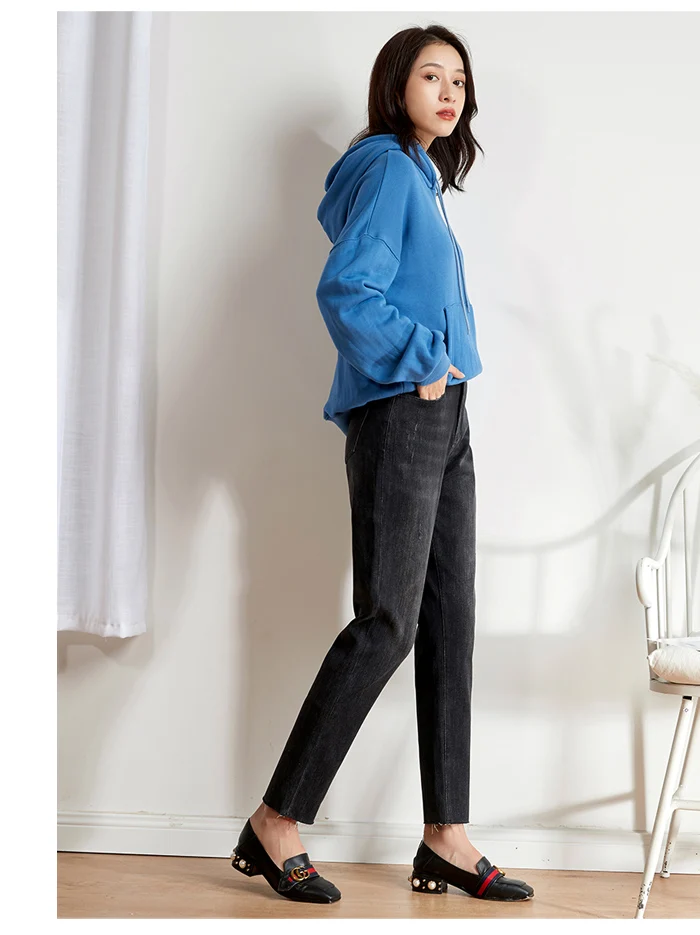 Женские узкие мытые джинсы LEIJIJEANS, черные джинсы из харлана с высокой посадкой, новая модель 9206 большого размера на осень