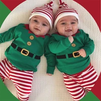 newest hot christmas newborn kids baby boys girls striped romperslong pants hat outfits set fresh clothes 3pcs 0 24m
