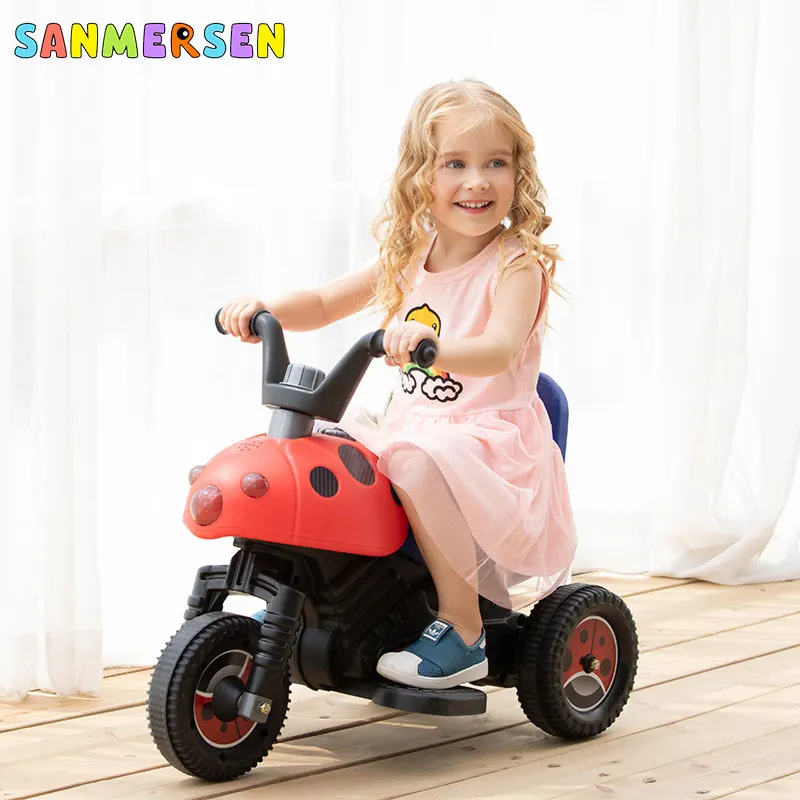 Детский Электрический трехколесный мотоцикл с аккумулятором детский тремя