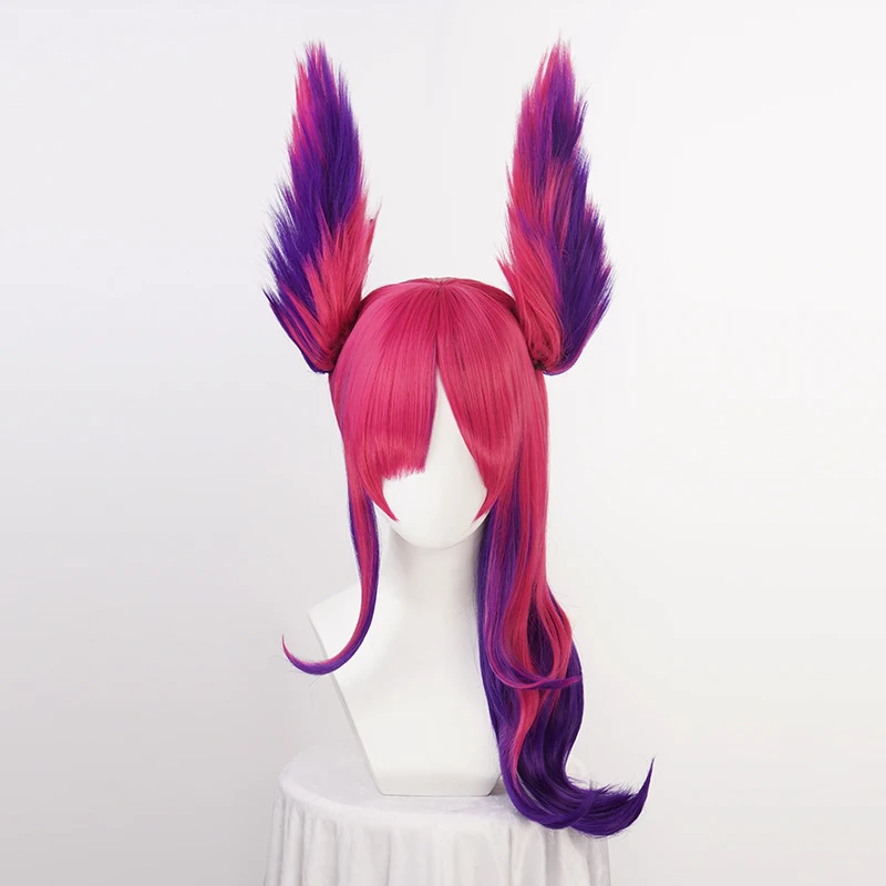 LOL Star Guardian The Rebel Xayah Cosplay Wig Woman Synthetic Hair Game Cos Wig With Removable Chip Ponytails + Wig Cap