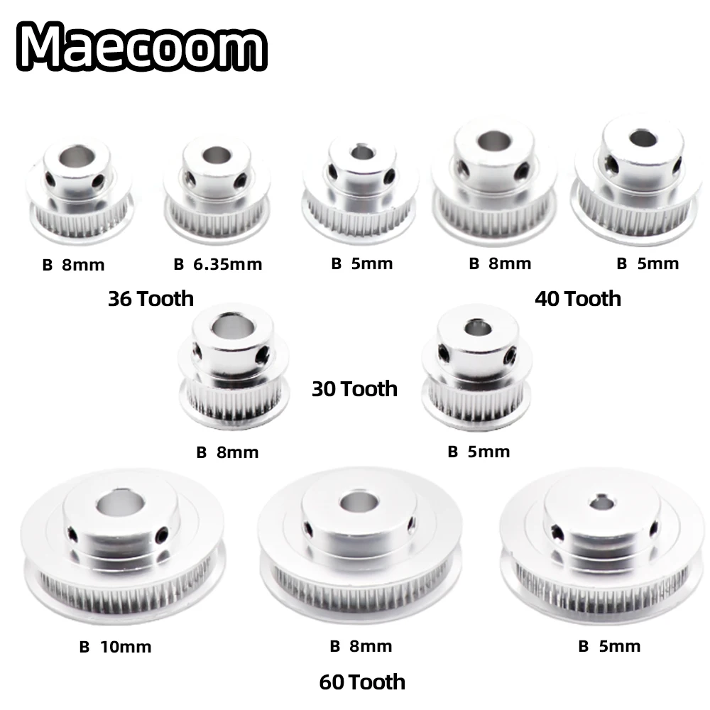 Шкив для синхронизации Maecoom GT2 шкив 3D-принтера 30 36 40 60 зубьев с отверстием 5 мм 8