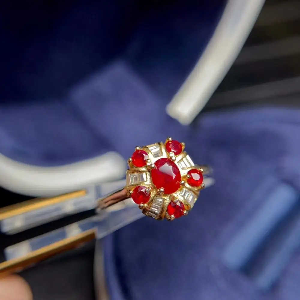 Модное кольцо с красным Рубином/зеленым изумрудом женское серебряное ювелирное