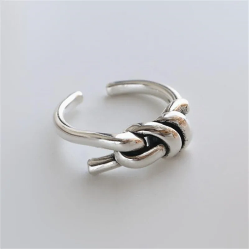 

New Fashion Butterfly Knot Simple 925 Sterling Silver Jewelry Retro Thai Silver Simple Opening Rings SR168