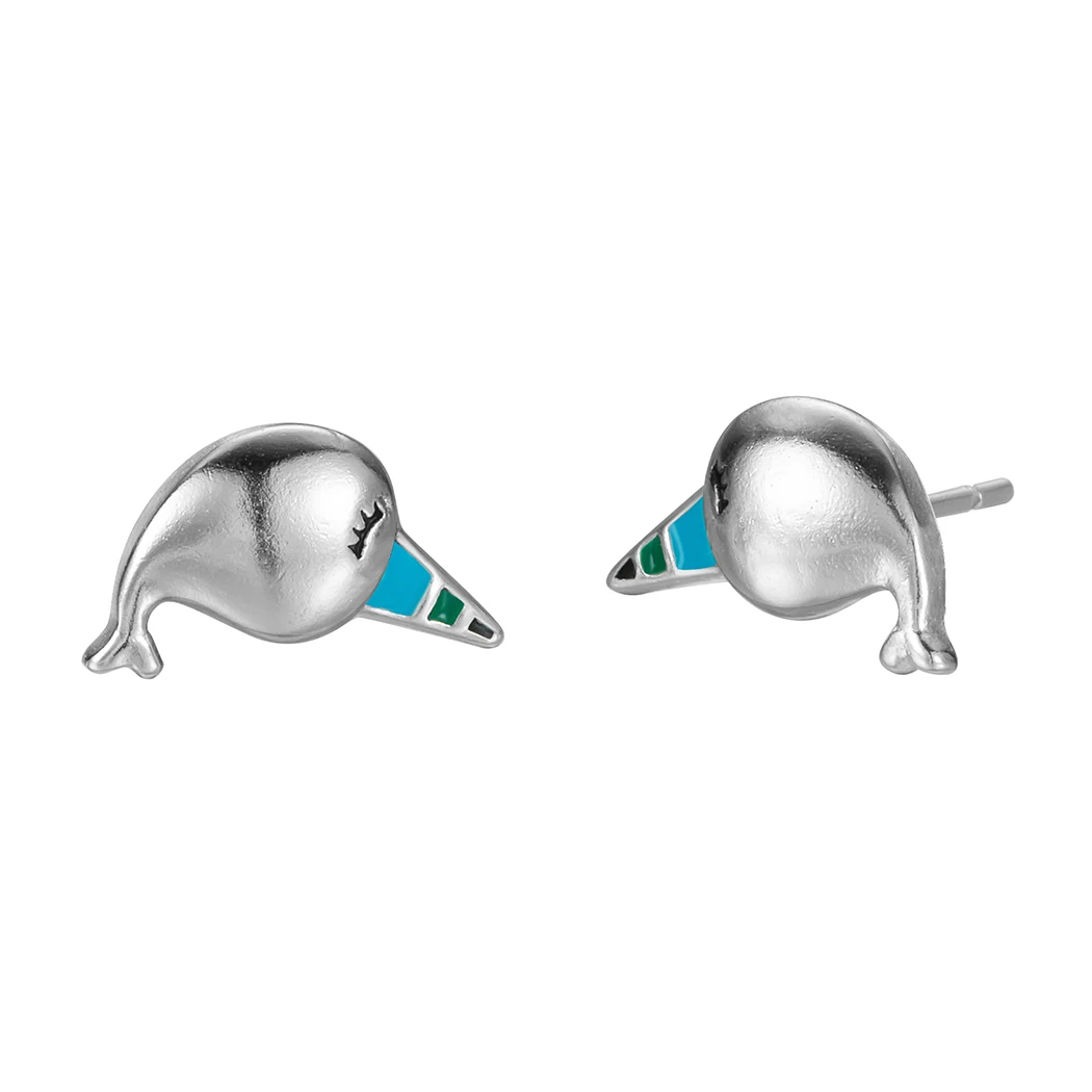 

Cute Colourful Horn Narwhal Stud Earrings for Kids Girls Silver Plated Animal Accessory Beach Party Jewelry Gift Chereda