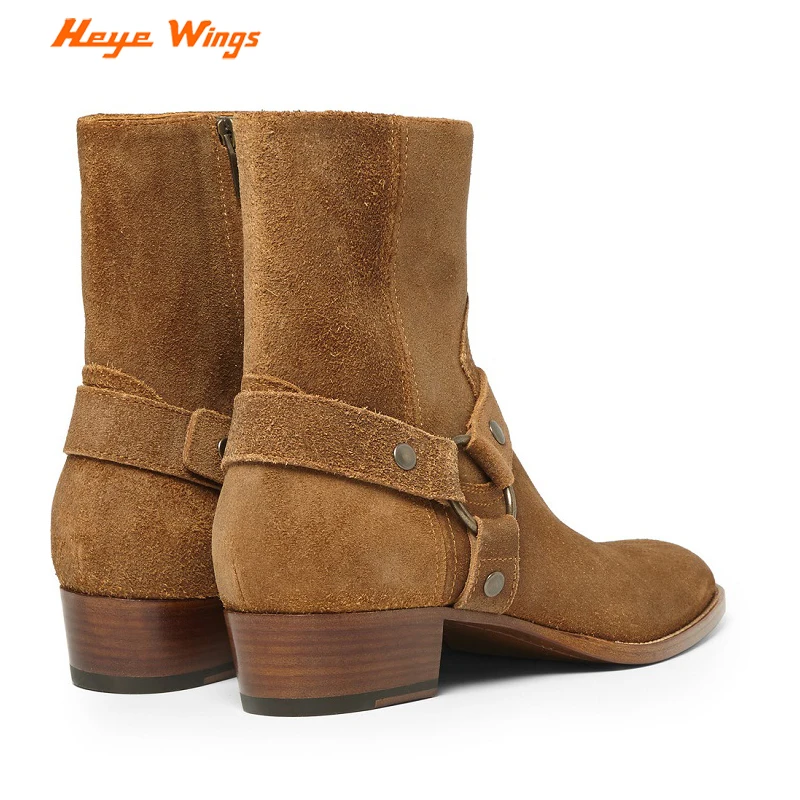 Черные и уличные высокие ботинки ручной работы Wyatt Гарри пряжка кольцо ремешок