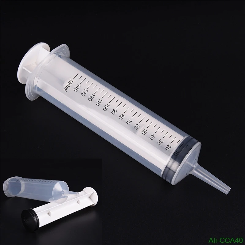 

150ML Big Transparent Reusable Large Plastic Hydroponics Nutrient Measuring Syringe Pet Feeder