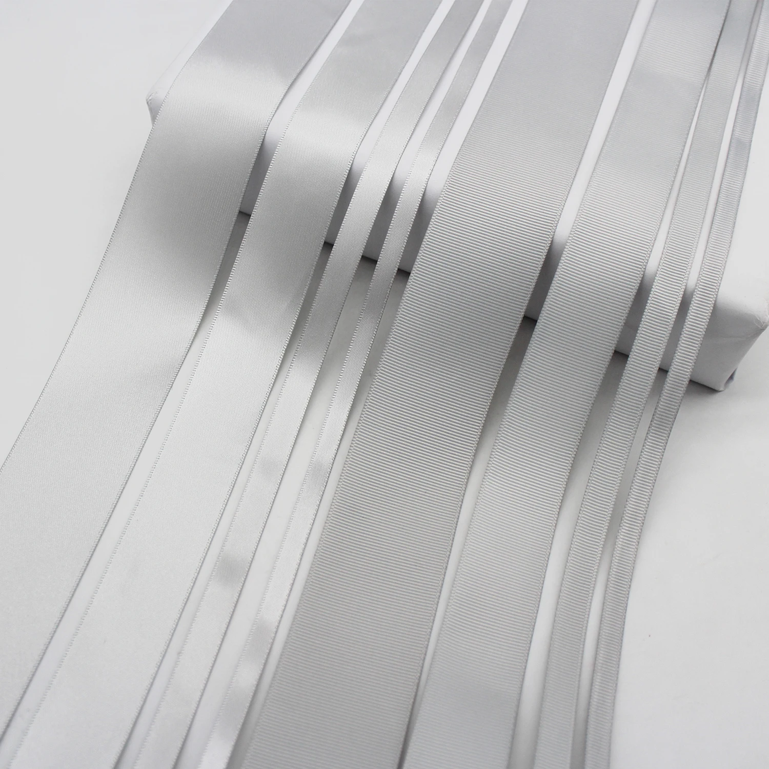 5 Meter/Lot Shell Grey Solid Color Sliver Edge Satin Ribbon Polyester Grosgrain Silk Tapes for DIY Making Accessories | Дом и сад