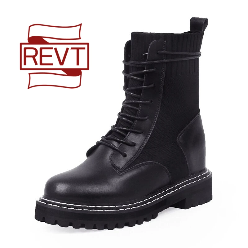 REVT 2020 новый стиль женская натуральная кожа модные зимние Ботинки Martin британский