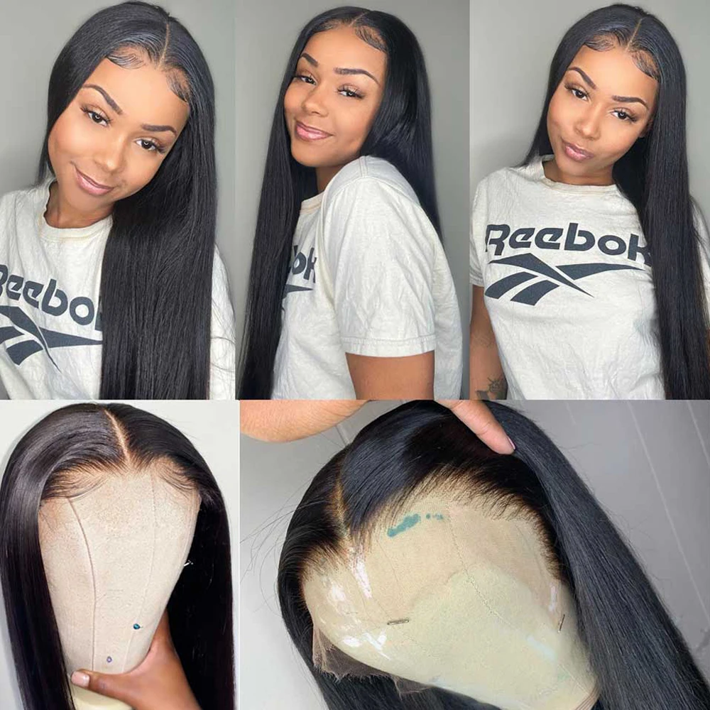 

180% Density T Part Bone Straight Lace Front Human Hair Wigs 30Inch Pre Plucked Peruvian Straight Lace Front Wig For Black Women