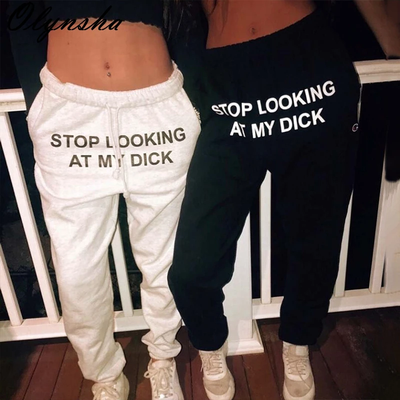 

Повседневные спортивные брюки с надписью, женские брюки для фитнеса, осень 2020, байкерские женские длинные брюки с завязкой на талии, свободн...