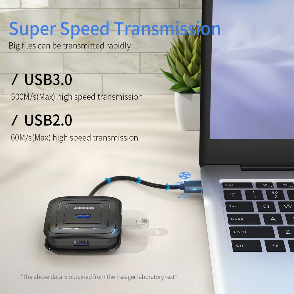 Концентратор Essager с 4 портами USB 3 0 высокоскоростной разветвитель для MacBook Pro