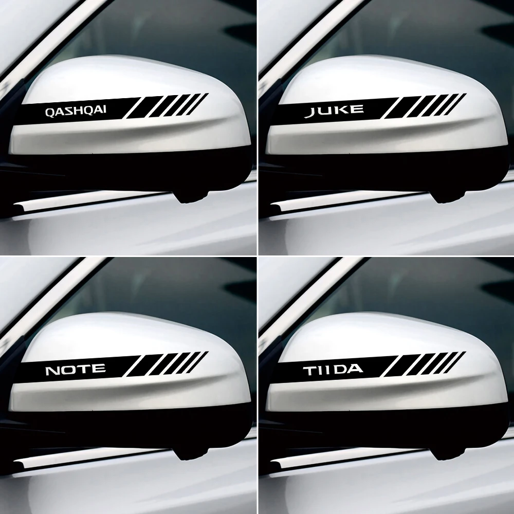 

2PCS Car Rearview Mirror Reflective Sticker For Nissan Nismo Tiida Teana Leaf Micra Sentra Juke X-trail Qashqai NOTE Patrole GTR