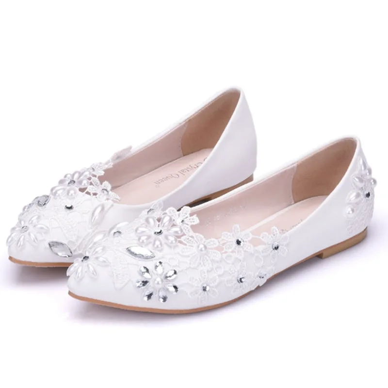 Туфли женские на плоской подошве повседневная Свадебная обувь маленькие белые