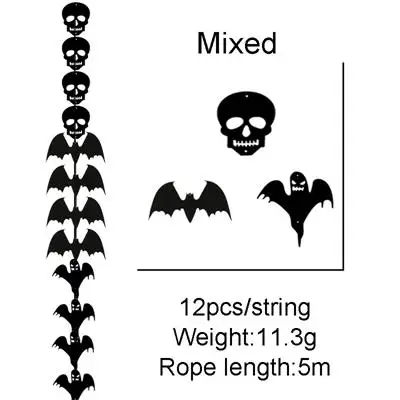 

Гирлянда на Хэллоуин JIUZHOUHAO, черная, летучая мышь, череп, призрак
