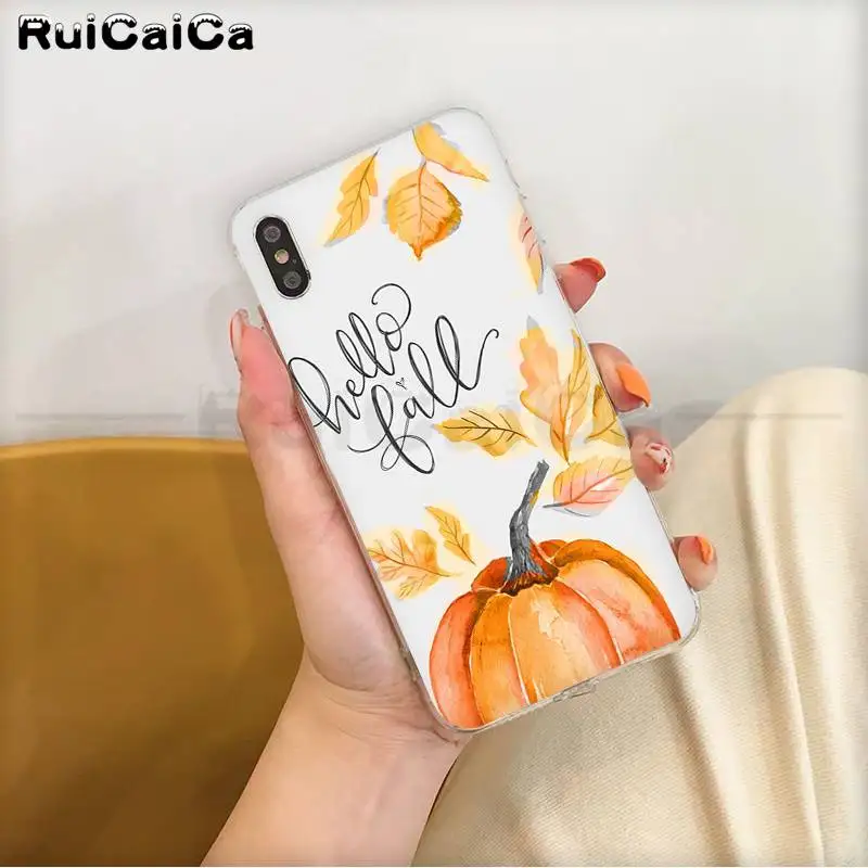 RuiCaiCa Прозрачный чехол для телефона с изображением тыквы счастливой осени iPhone 11 pro