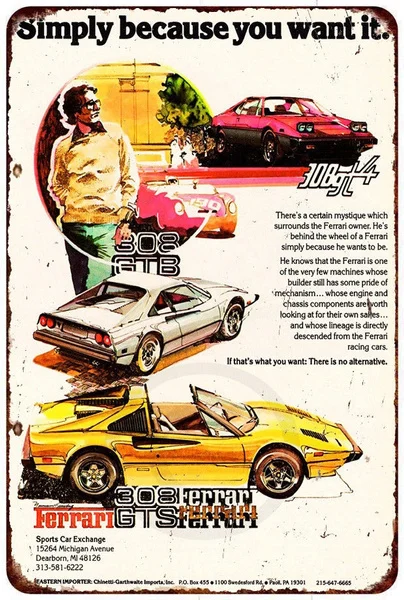 

1978 Fer rari 308 Vintage Reproduction Metal Sign