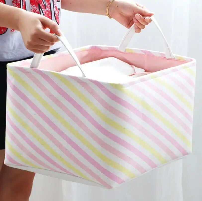 

Stripe Multifunction Folding Desk Cartoon Storage Box Thicken Storage Baskets Home decoration Laundry Hamper kids toy organizer