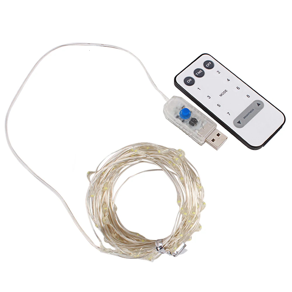 5 м 10 светодиодный свет 50 100 s в Питание от USB теплый белый медный провод Рождество