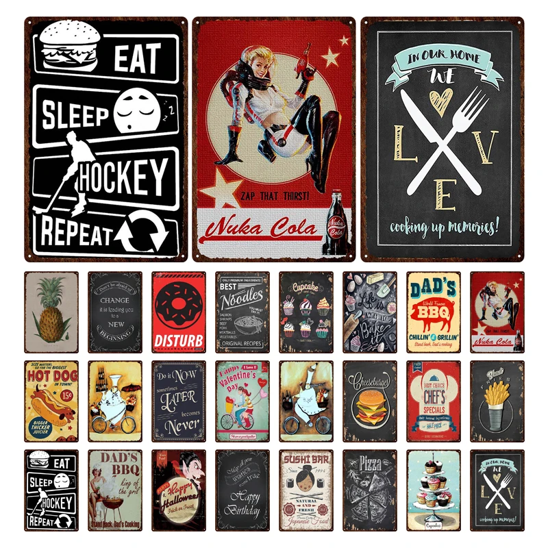 

Dad's BBQ Food Metal Decorative Painting Retro Tin Sign Metal Plate Decorative Painting Metal Posters for House Restaurant Decor