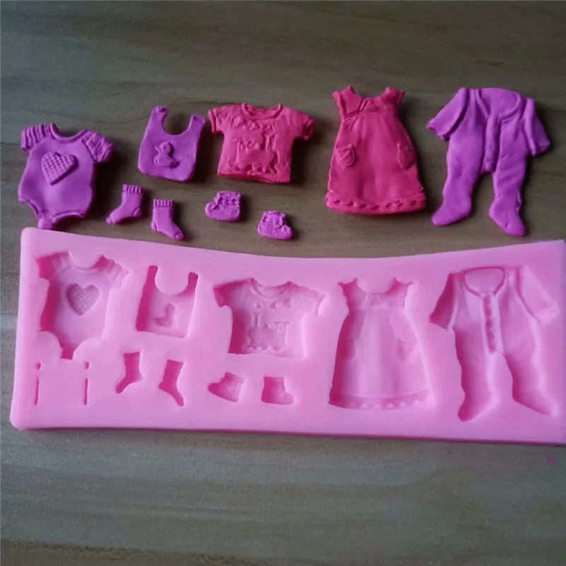 Fashion Cake Mould Chocolate Candy Fondant Baby Shower Topper Silicone Clothes Mold mold | Дом и сад