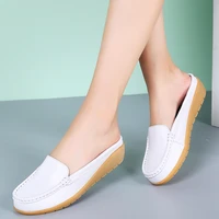 new 2019 solid women sandals summer slippers flip flops genuine leather flat sandals ladies slip on flats clogs shoes woman