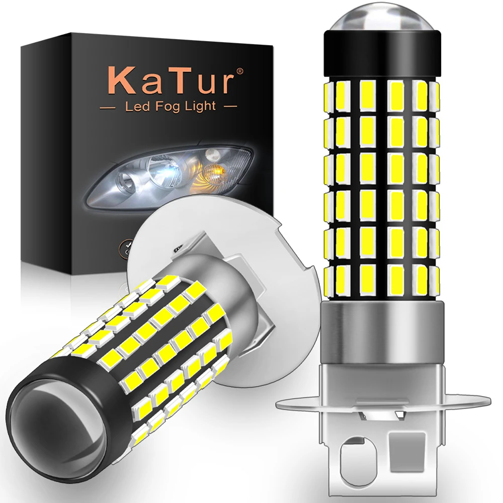 Katur 2 шт. 6000K Белый H3 H1 светодиодный Сменные лампы для автомобильных