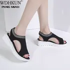 Сандалии женские на танкетке, удобные босоножки без шнуровки, плоская подошва, лето 2020