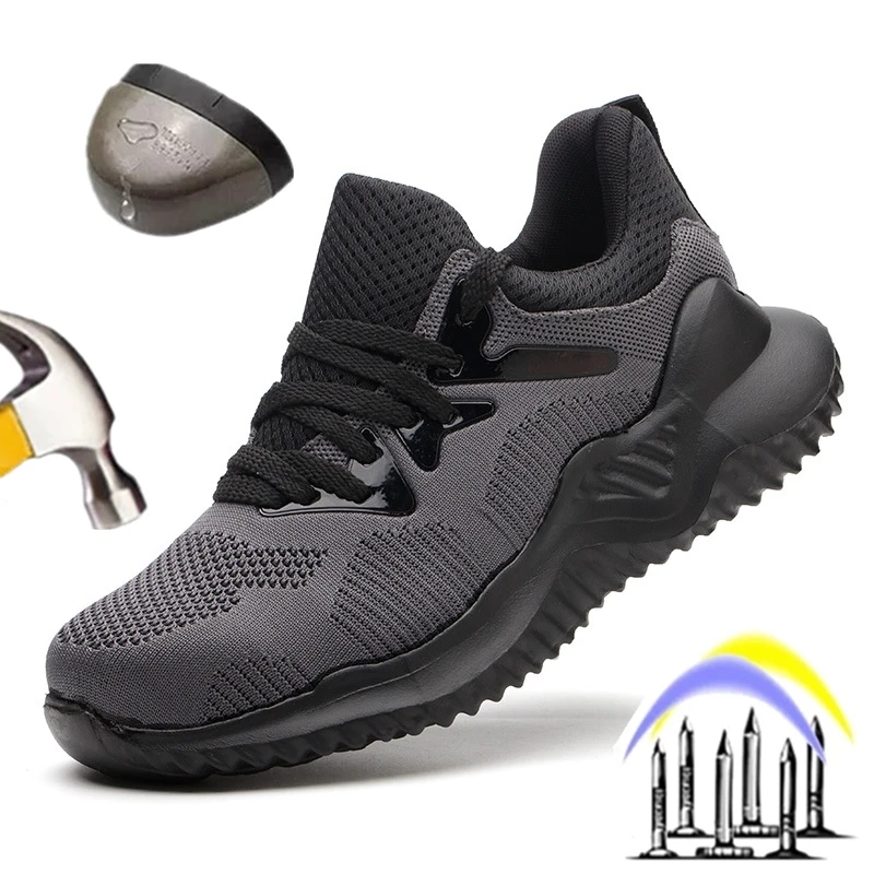 

Мужские защитные ботинки со стальным носком, рабочие ботинки, мужские рабочие ботинки, Нескользящие стальные непрокалываемые строительные...