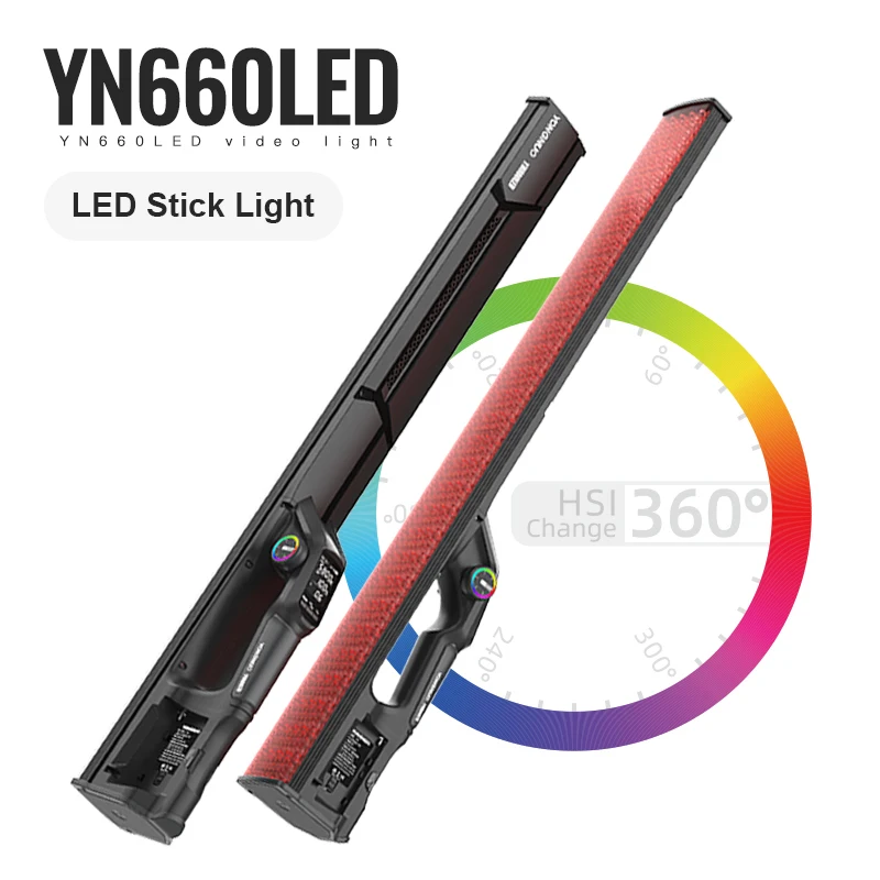 

YONGNUO YN660 LED Photography Lighting 2000K-9900K RGB Colorful Handheld Stick Tube Ice Video Light with Egg grid App Control