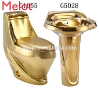 golden basin ceramic wc bathroom gold pedestal basin washdown saso gold color toilet