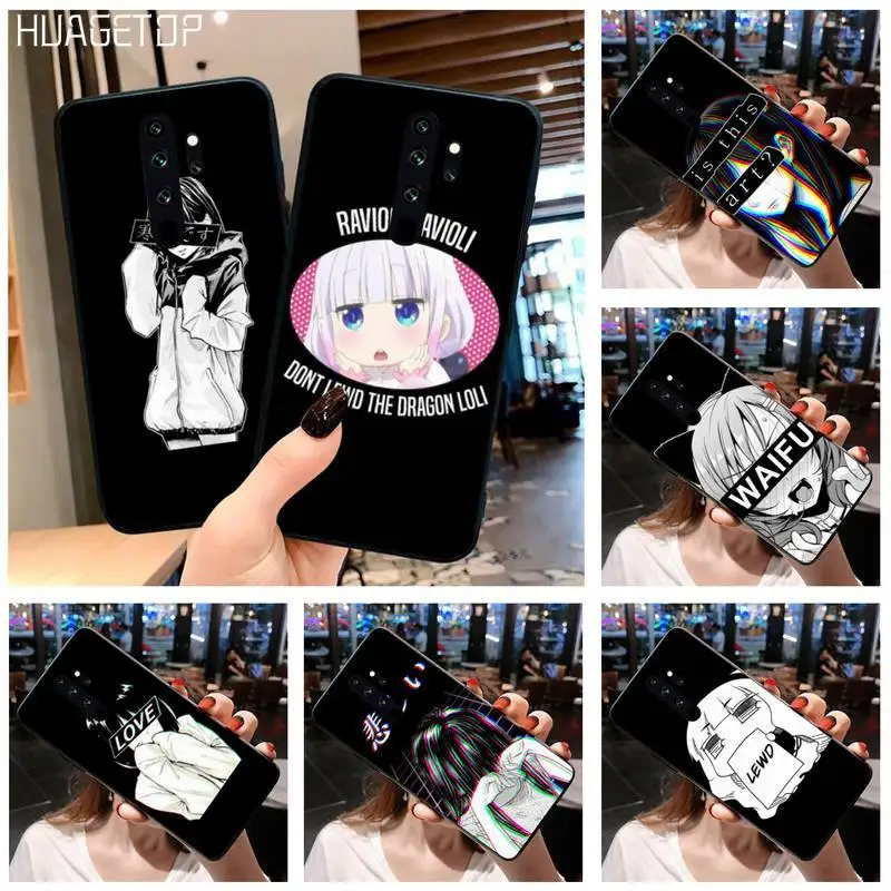 

HUAGETOP LEWD Sad Japanese Anime Aesthetic Luxury Phone Case for Redmi Note 9 8 8T 8A 7 6 6A Go Pro Max Redmi 9 K20