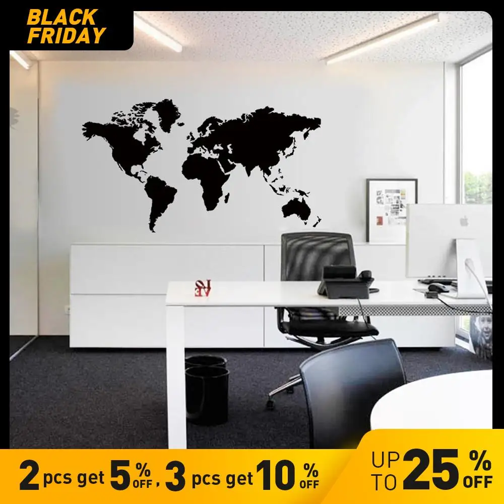 Большая карта мира Настенная Наклейка для домашнего декора виниловые наклейки