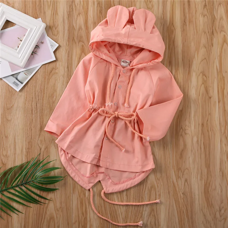 New Toddler Kids Baby Girls 3D Ear Hoodie Tops Coat Hooded Trench Jacket Outwear Clothes |