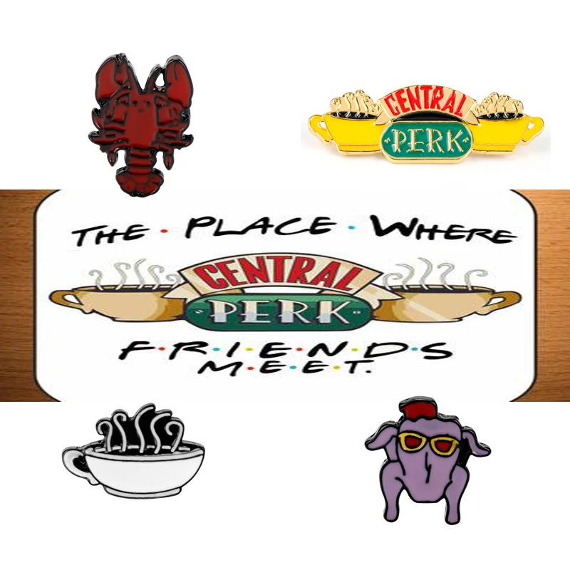 ТВ друзья Центральная кофейня Кофе времени брошь на застежке эмаль значок Для