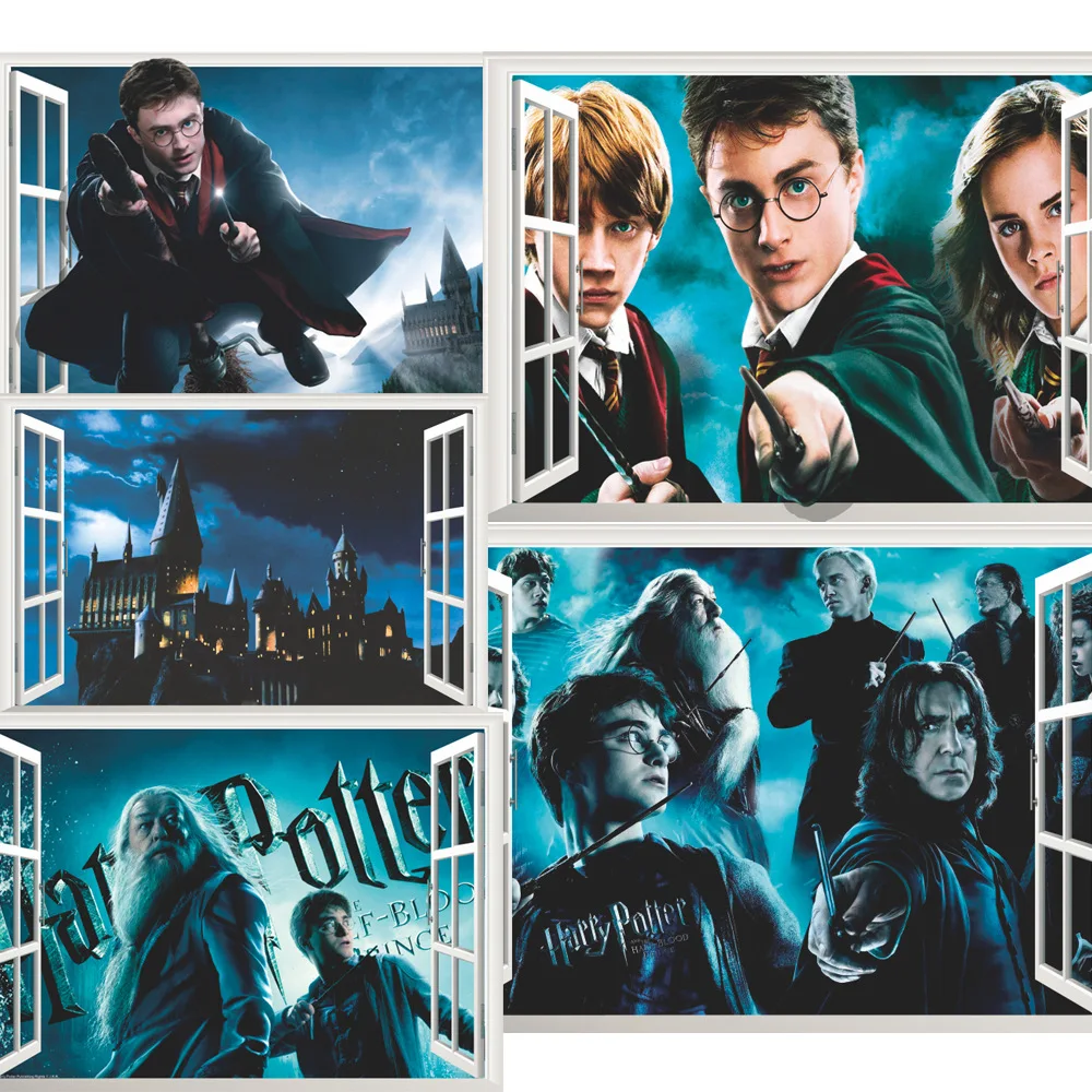 Настенная Наклейка с имитацией окон Гарри мультяшная Волшебная академия замок