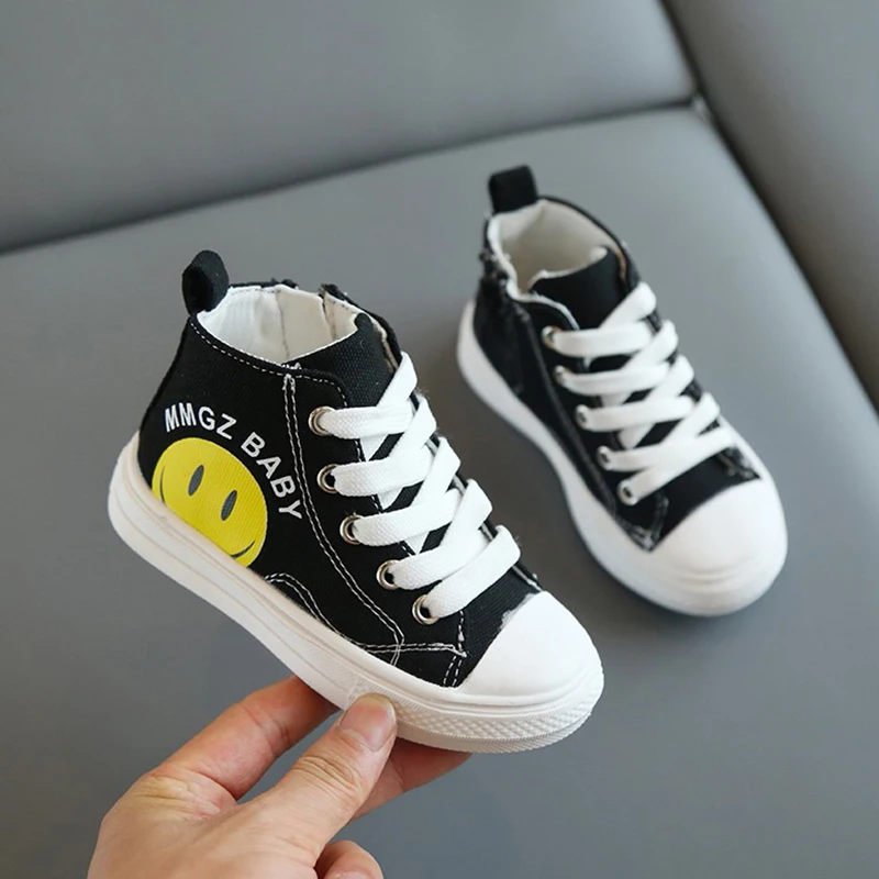 Кроссовки Детские холщовые высокие на шнуровке повседневная спортивная дышащая