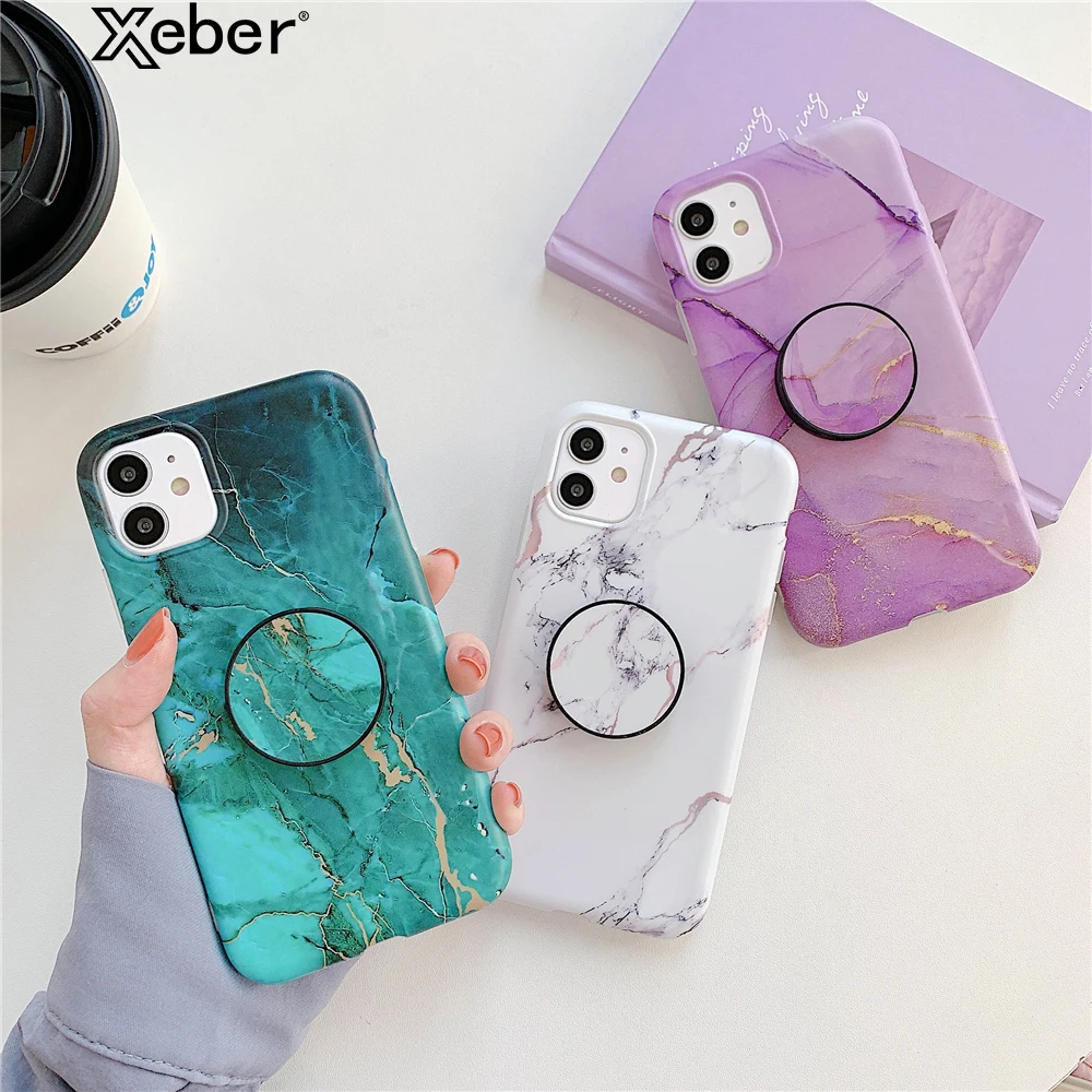 Роскошные мрамор трещины 3D Держатель подставка чехол для мобильного телефона