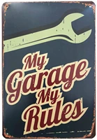 retro garage decor my garage my rules vintage metal tin sign for man cave home decor 12 x 8 inches