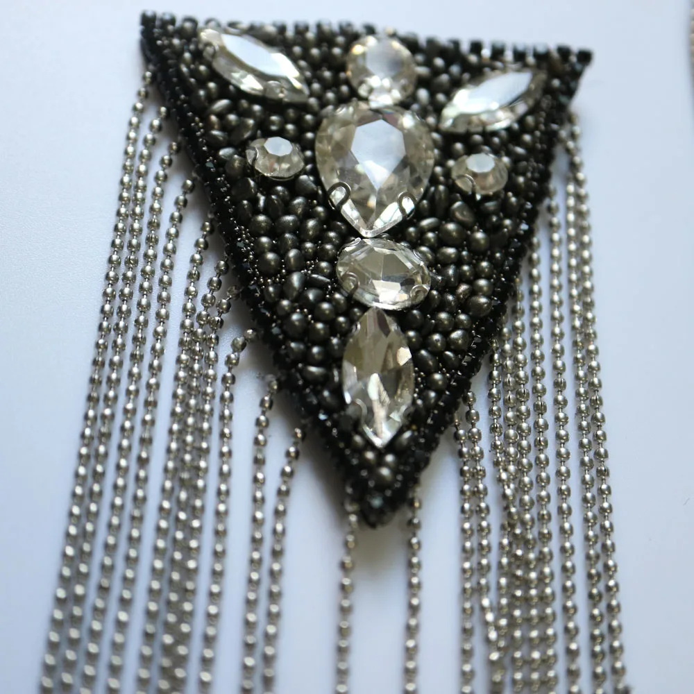 2 шт. черная кисточка бисером epaulette для одежды панк-куртка костюм DIY мода кисточка значок epoulets Наплечная накладная заплата