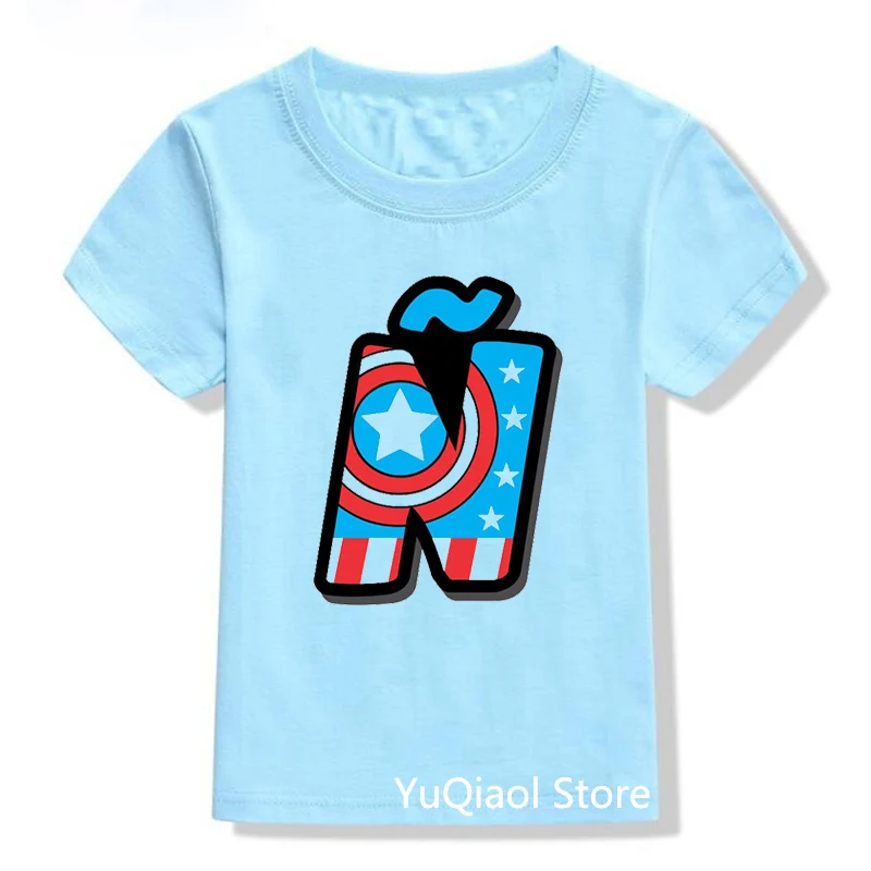 

Children's Short Sleeve T-shirt Kids Letters Print T-shirts Cool Graphic New Birthday Boy Tops Harajuku Streetwear Blue Tshirt