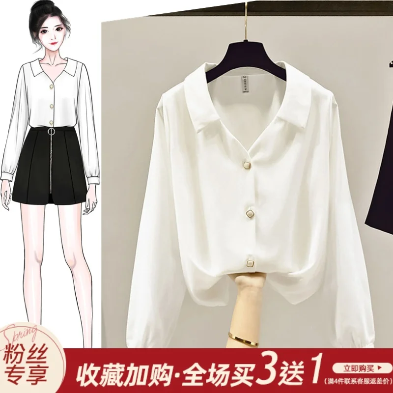 

Short-sleeved Chiffon White Shirt Ladies Summer Thin Formal Workwear Shirt Long Sleeve Top Female vintage top