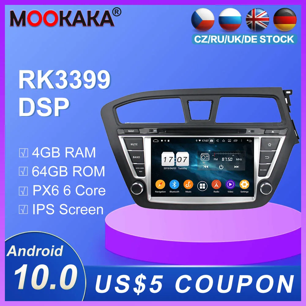 DSP Android 10 0 4G 64GB компакт дисков DVD плеер GPS навигации для HYUNDAI I20 2014 2019 мультимедиа